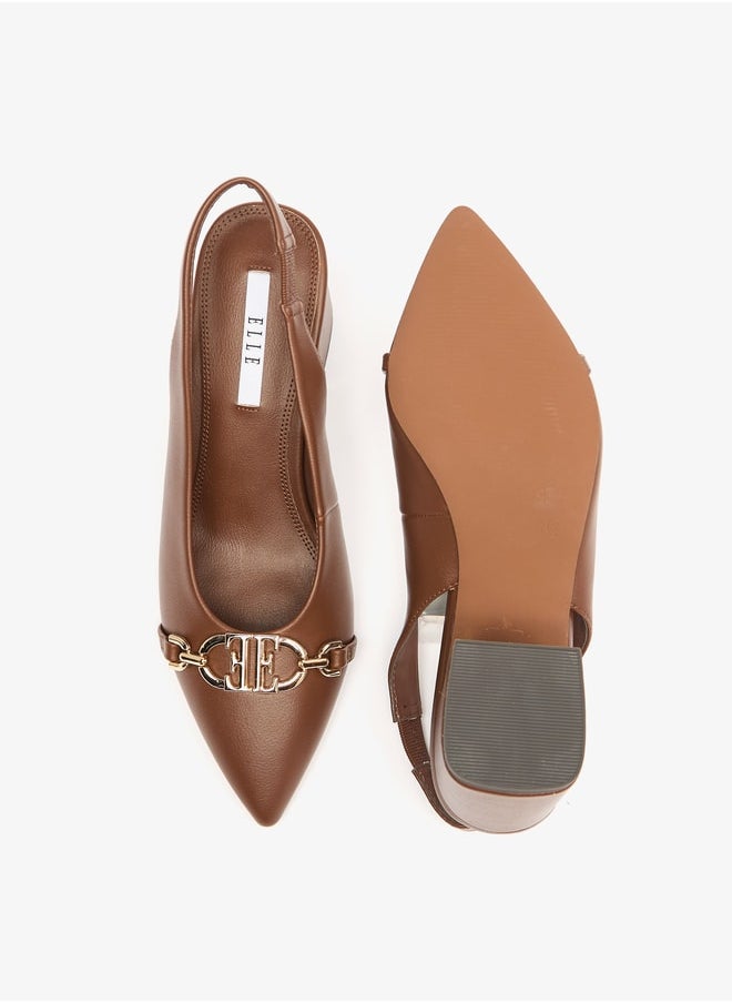 ELLE Women's Logo Accent Slip-On Slingback Shoes with Block Heels  - Image 4