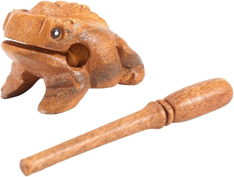 Zetiling Wooden Frog, Percussion Instruments Frog Ornaments,Thailand Traditional Craft,Wooden Lucky Frog Croaking Musical Instrument for Home Office Yard Decor(8.8CM) - Image 4