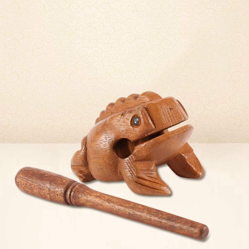 Zetiling Wooden Frog, Percussion Instruments Frog Ornaments,Thailand Traditional Craft,Wooden Lucky Frog Croaking Musical Instrument for Home Office Yard Decor(8.8CM) - Image 5