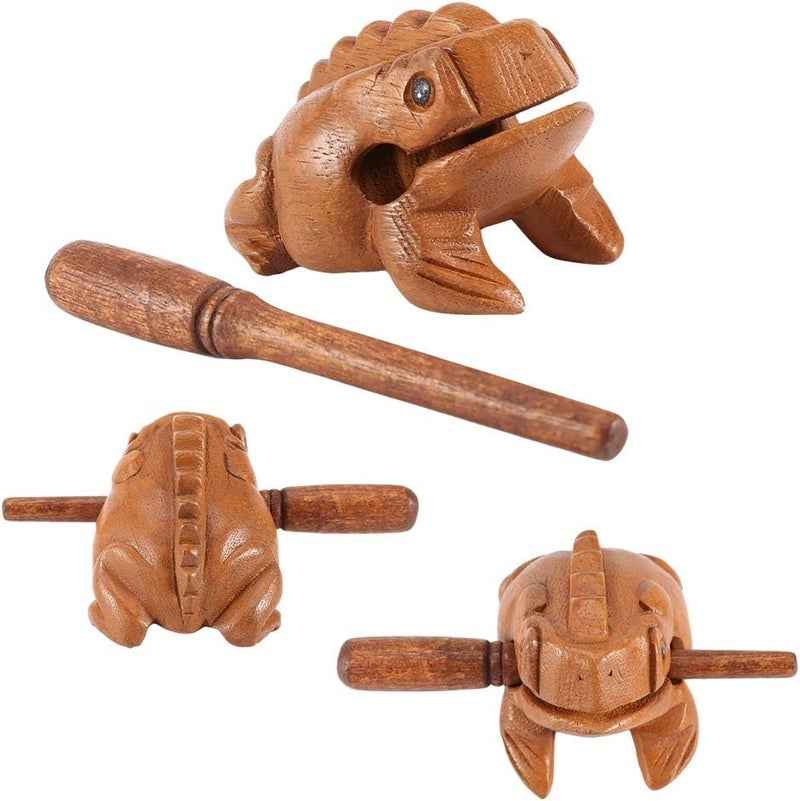 Zetiling Wooden Frog, Percussion Instruments Frog Ornaments,Thailand Traditional Craft,Wooden Lucky Frog Croaking Musical Instrument for Home Office Yard Decor(8.8CM) - Image 1