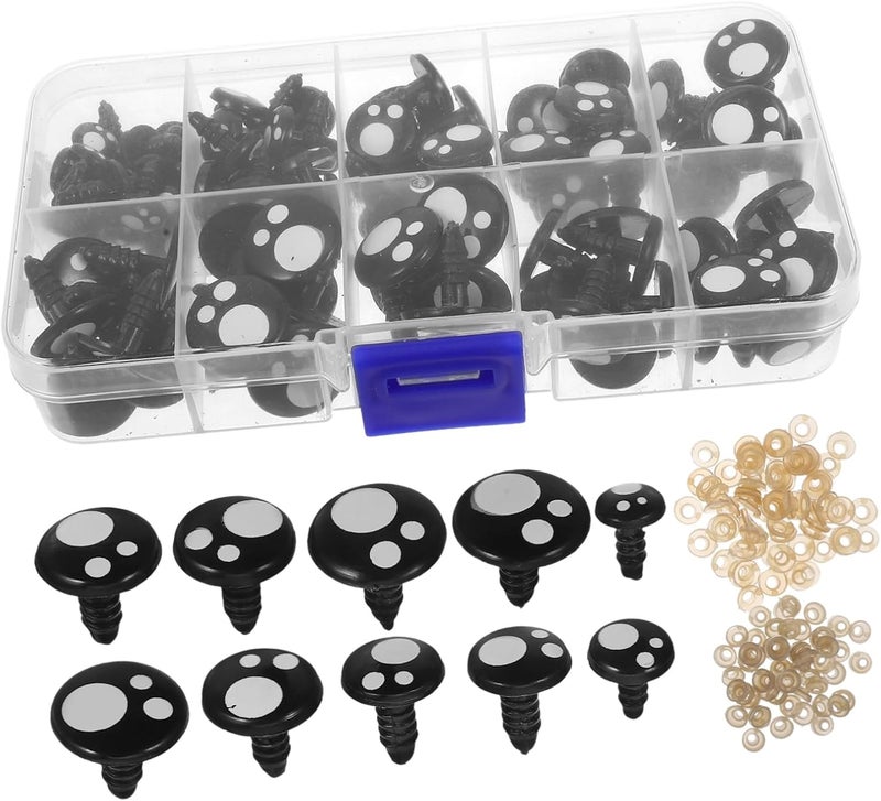 Lurrose 100Pcs Black Safety Eyes with Washers for Crochet Lifelike Plastic Eyes for Amigurumi Craft Projects Safe Easy to Use Doll Eyes for DIY Stuffed Animals - Image 1