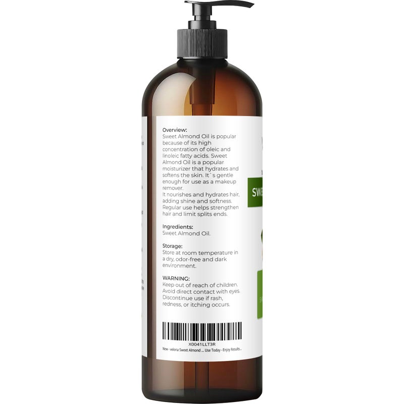 velona Sweet Almond Oil - 16 Fl Oz | 100% Pure and Natural Carrier Oil |Cold Pressed | Skin, Hair, Body & Face Moisturizing | Use Today - Enjoy Resultsâ€¦ - Image 3