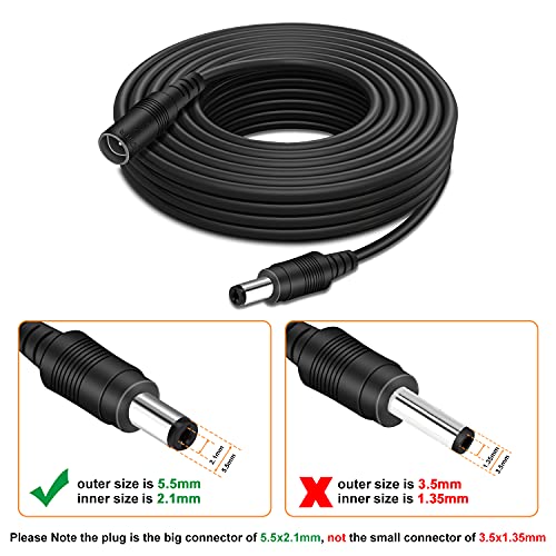 WILDHD 16.5ft DC Power Extension Cable, 2.1mm x 5.5mm Plug Compatible with 12V DC Adapter Cord for CCTV Security Camera, IP Camera, Standalone DVR (16.5ft Black) - Image 3
