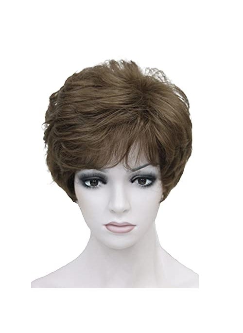 Wiginway - Wiginway Short Straight Synthetic Wigs Wave Shaggy Hairstyle Layered Hair with Bangs for Lady Women - Image 1