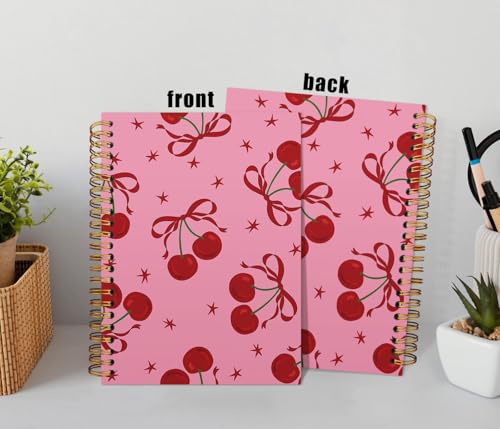 ISANOU Red Cherry Bow Notebook,Coquette Aesthetic Lined Spiral Notebook Hardcover,College Ruled Notebook,Office School Journal Notebook for Work,5.5x8.3 Inch 80 Pages,Gifts for Women Teen Girl - Image 3