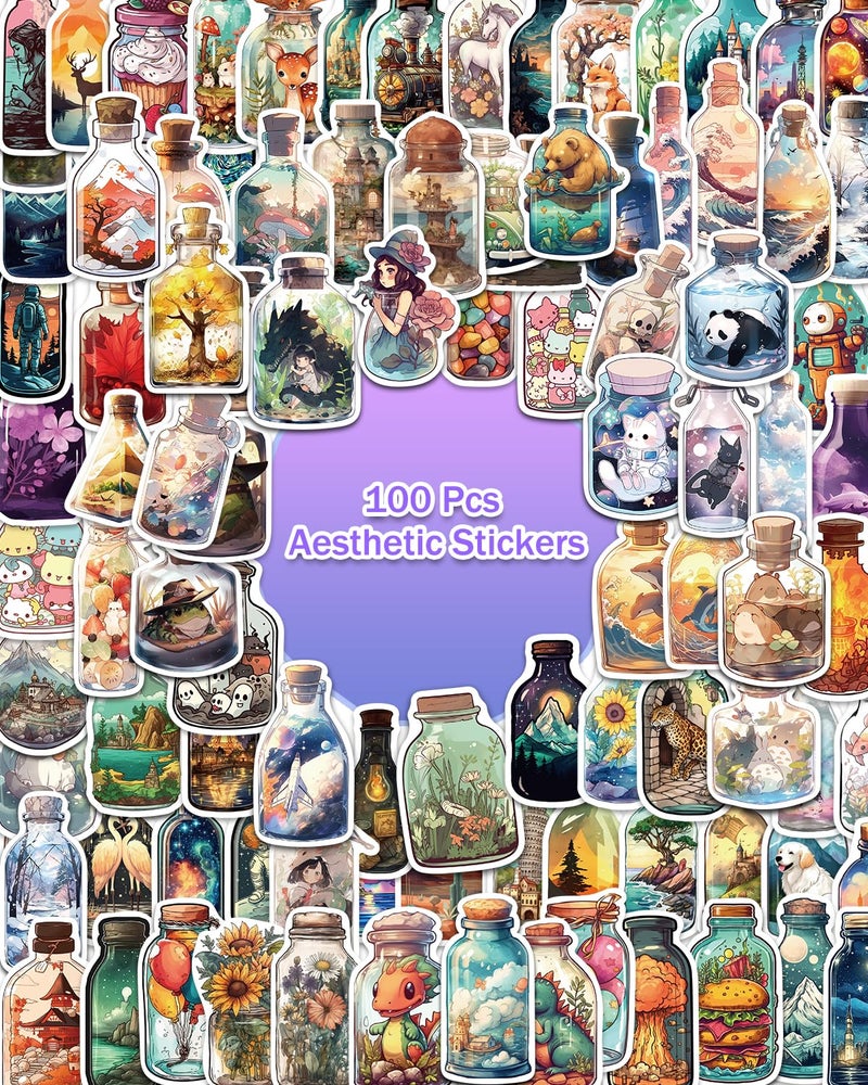 AOWDIAO 100 Pcs Aesthetic Stickers Cute Vinyl Stickers Pack for Water Bottles Laptop Phone - Image 2