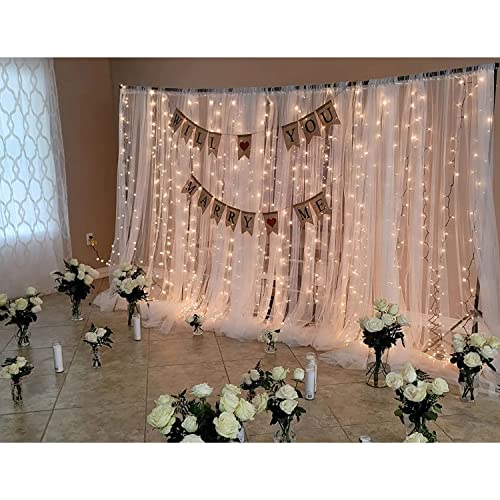 Boltove® Decoration White Backdrop Tulle Net Curtain Transparent for Birthdays Anniversary Baby Shower Photo Shoot Wedding Party Stage Background Ceremony Photoshoot net parda - Set of 2 (5x6.5 ft) - Image 2