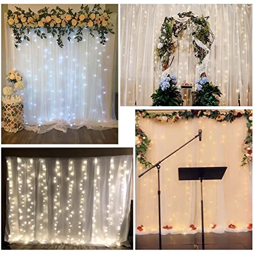Boltove® Decoration White Backdrop Tulle Net Curtain Transparent for Birthdays Anniversary Baby Shower Photo Shoot Wedding Party Stage Background Ceremony Photoshoot net parda - Set of 2 (5x6.5 ft) - Image 5