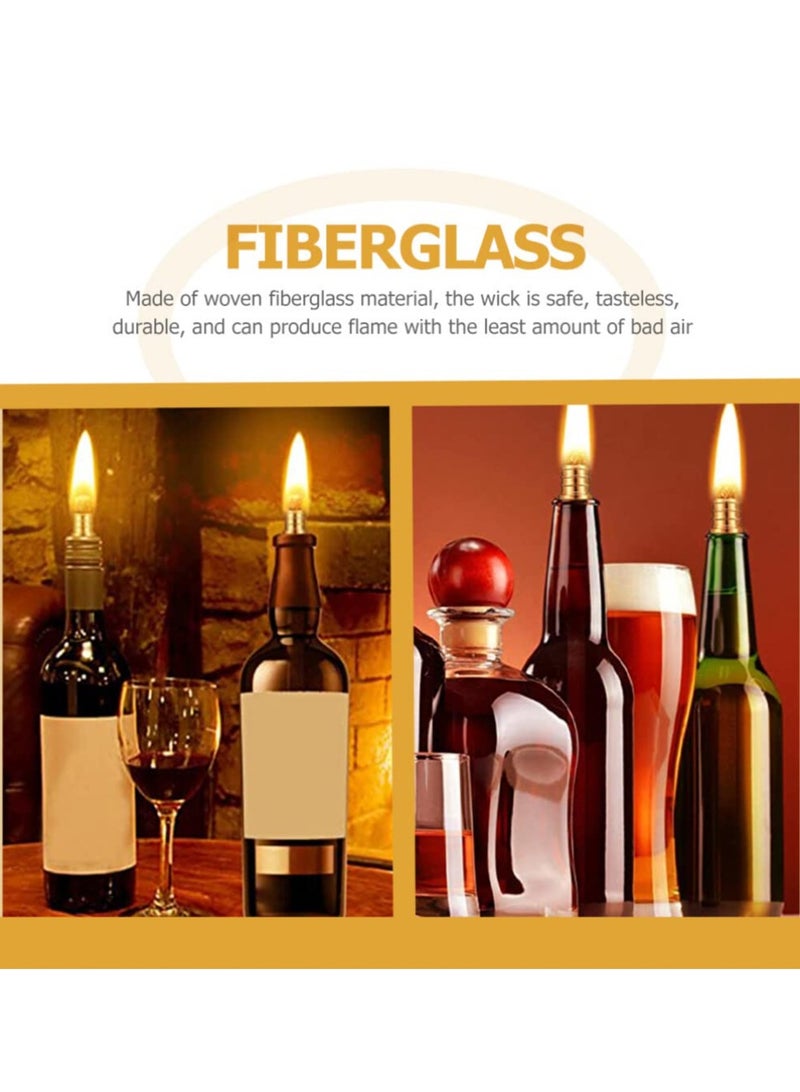 6-Pack Wine Bottle Lamp Wicks - Fiberglass Replacement Wicks with Brass Holders for Ceramic Torch Oil Candle Lamps (13.8 Inch, Bottle Not Included) - Image 3