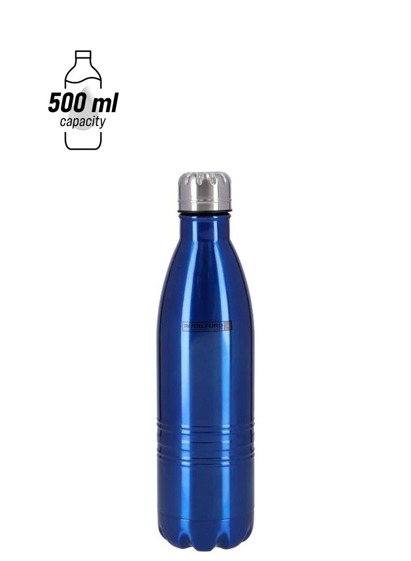Royalford Stainless Steel Vacuum Bottle Blue/Silver 500ml - Image 1