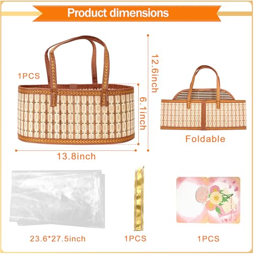 Orchidleaf Bamboo Baskets for Gifts Empty, Large Woven Gift Basket Empty - Empty Gift Baskets to Fill, Foldable Gift Basket with Handle for Mother's Day, Birthday, Housewarming, Christmas (1) - Image 3