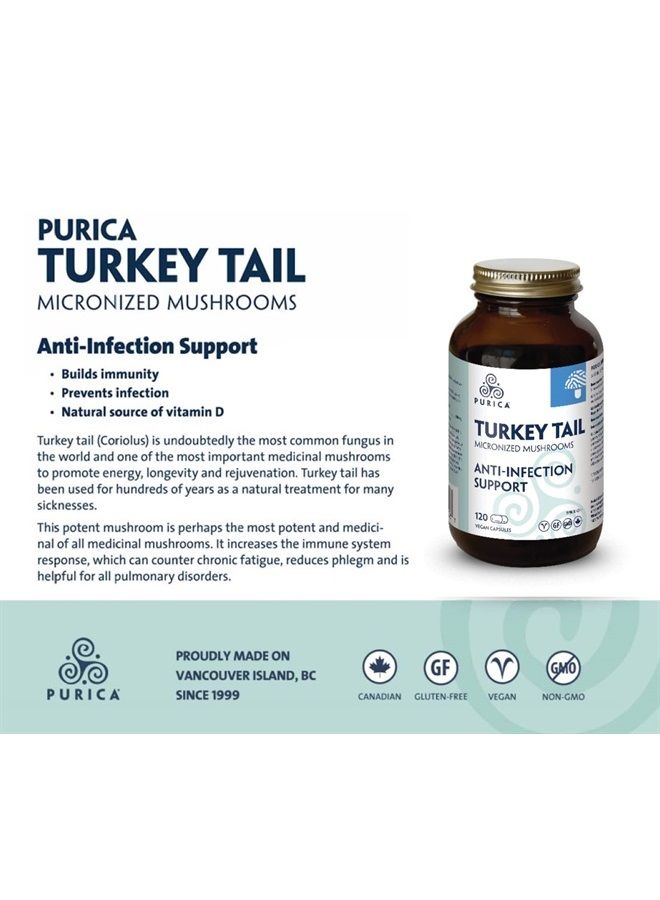 Purica 500mg Coriolus Yunzhi Mushroom(Turkey Tail) 120 Capsules - Image 3