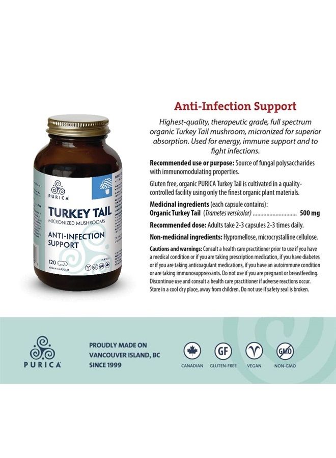 Purica 500mg Coriolus Yunzhi Mushroom(Turkey Tail) 120 Capsules - Image 2