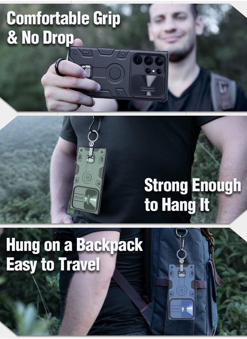 SYOSI - Case for Samsung Galaxy S23 Ultra Shockproof Case with 360°Rotating Kickstand Slide Camera Lens Cover Ring Stand Anti-fall Case Hybrid Armor Hard Luxury for Galaxy S23 Ultra Case 6.8In Black - Image 1