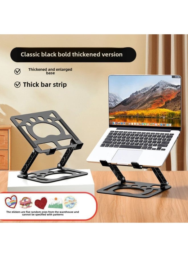 Laptop Stand Metal Tablet Support Stand Portable Lifting Height Increasing Desktop Office Adjustable Multifunctional-Color:Carbon Steel Noble Black Computer Stand [bold And Thickened Version) Ins Sticker  - Image 1
