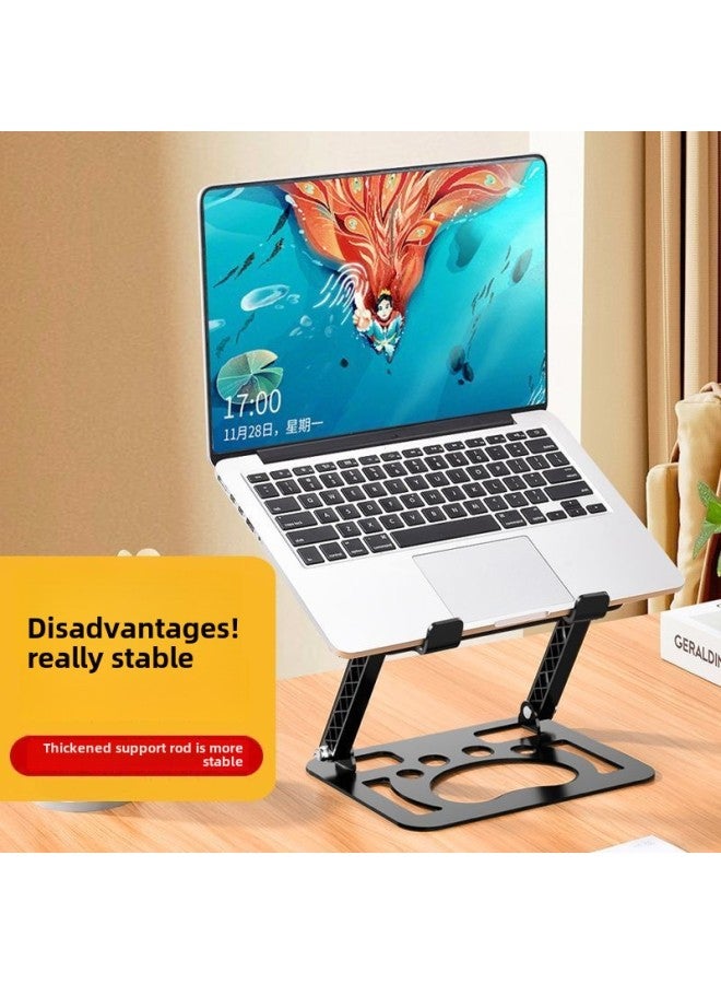 Laptop Stand Metal Tablet Support Stand Portable Lifting Height Increasing Desktop Office Adjustable Multifunctional-Color:Carbon Steel Noble Black Computer Stand [bold And Thickened Version) Ins Sticker  - Image 2