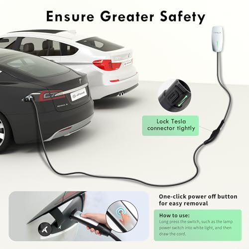 Ufixed Tesla Charger Extension Cable 50A 240V 12KW 20FT,High-Speed Charging,Overload Protection,One-Touch Unlock,Portable Carry Bag - Image 4