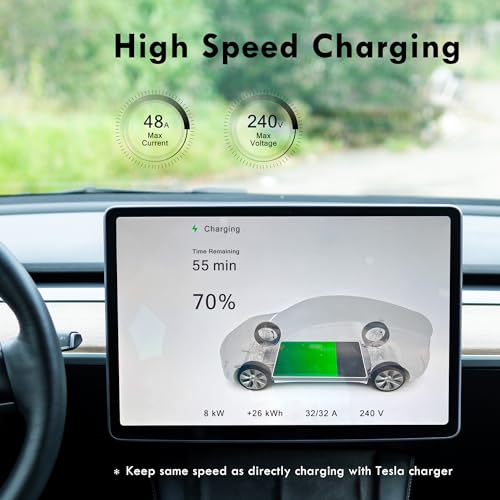 Ufixed Tesla Charger Extension Cable 50A 240V 12KW 20FT,High-Speed Charging,Overload Protection,One-Touch Unlock,Portable Carry Bag - Image 5