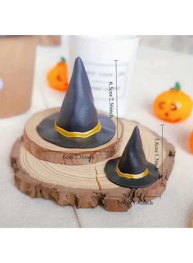 قبعة الساحرة الصغيرة البرتقالية 3 8 سم من مادة PVC لتزيين DIY ودعائم التصوير وديكورات الهالوين - Image 4