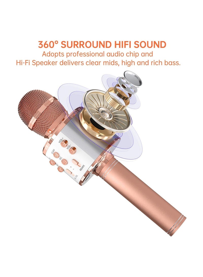 2 Pack Karaoke Microphone for Kids, Wireless Bluetooth Karaoke Microphone for Singing, Portable Handheld Mic Speaker Machine, Great Gifts Toys for Girls Boys Adults. (Rose Gold) - Image 3