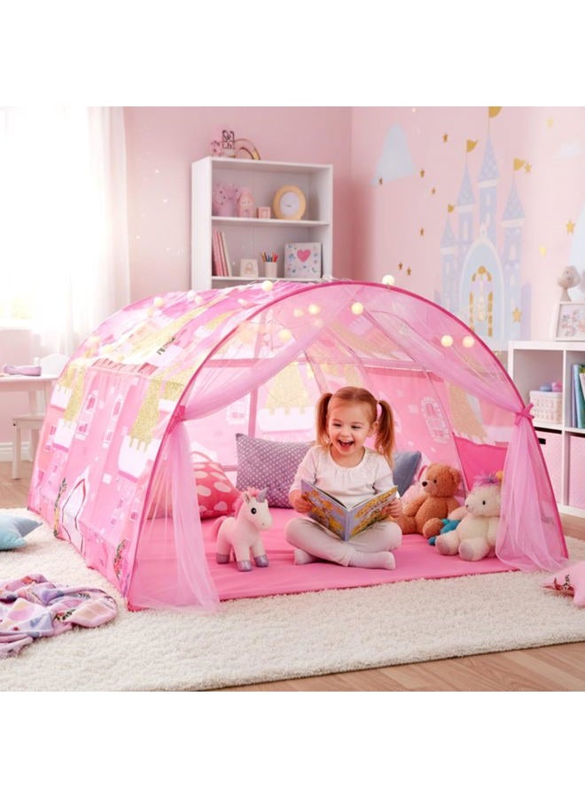 Wowangce Princess Bed Tent for Kids Large Kids Twin Tent Toddler Play Bed with Carry Bag Foldable for Girls Boys Bedroom Indoor Games - Image 4