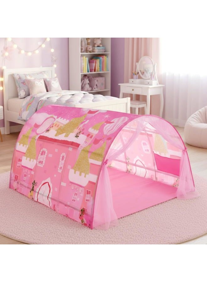 Wowangce Princess Bed Tent for Kids Large Kids Twin Tent Toddler Play Bed with Carry Bag Foldable for Girls Boys Bedroom Indoor Games - Image 1