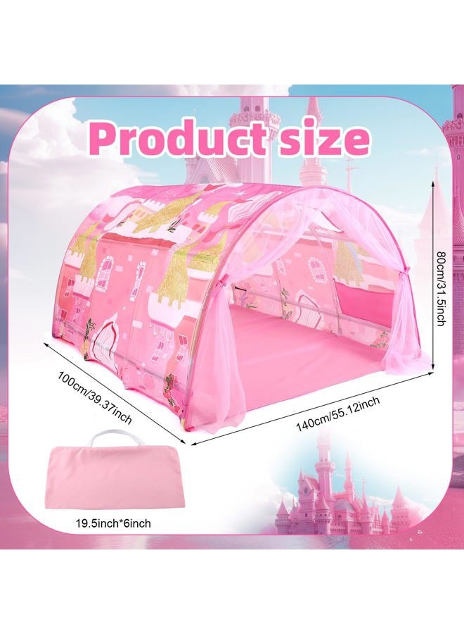Wowangce Princess Bed Tent for Kids Large Kids Twin Tent Toddler Play Bed with Carry Bag Foldable for Girls Boys Bedroom Indoor Games - Image 2