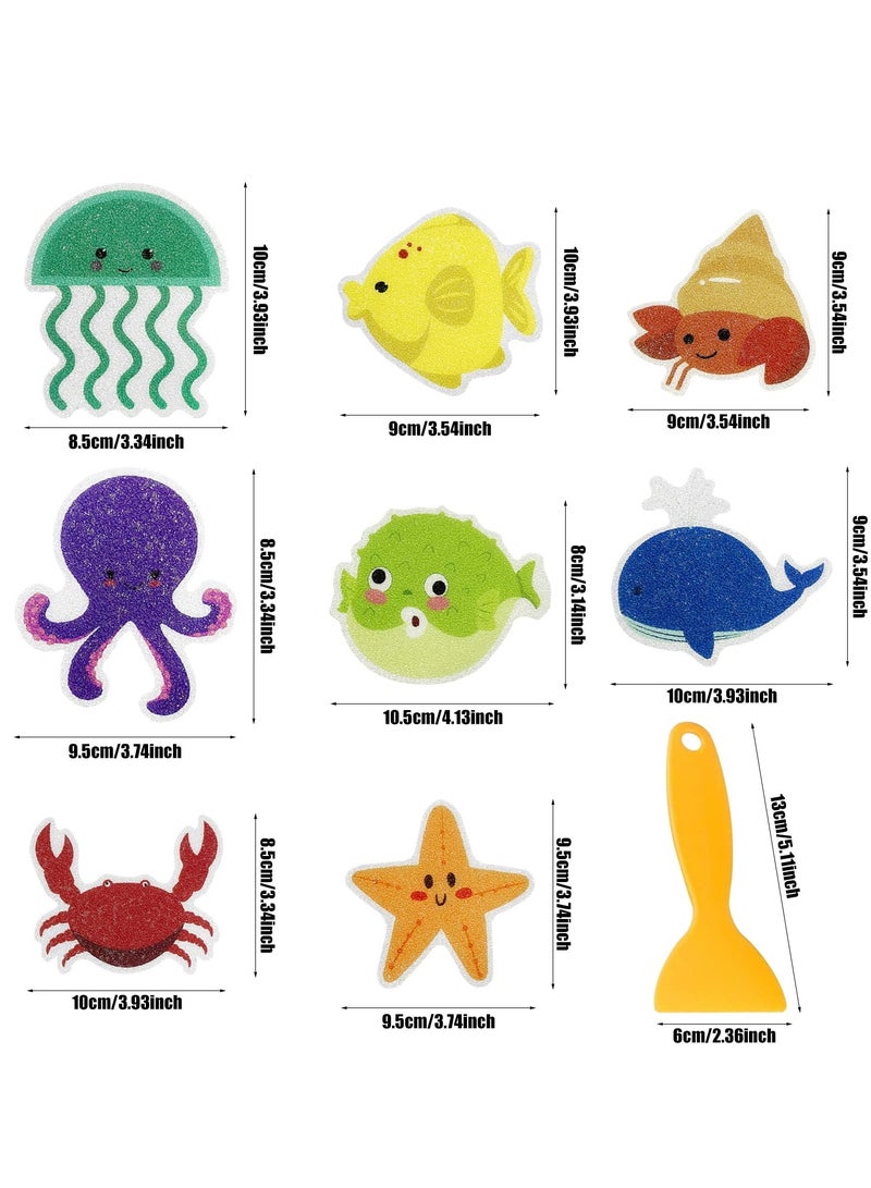 SOLARAE Non-slip Bathroom Stickers, 10 Pcs Safety Anti-Slip Appliques Self Adhesive Decals, with 1 Small Scraper, Anti-Slip Stickers With Bright Colors, for Bath Tub Showers, Pools - Image 5