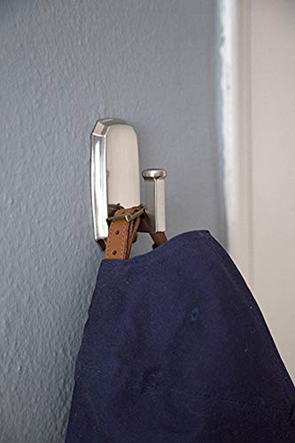 HIGH & MIGHTY 515804 Decorative Metal Hook, Easy Tool-Free Dry Wall Installation, Scalloped, Holds up to 25lb, Satin Nickel - Image 5
