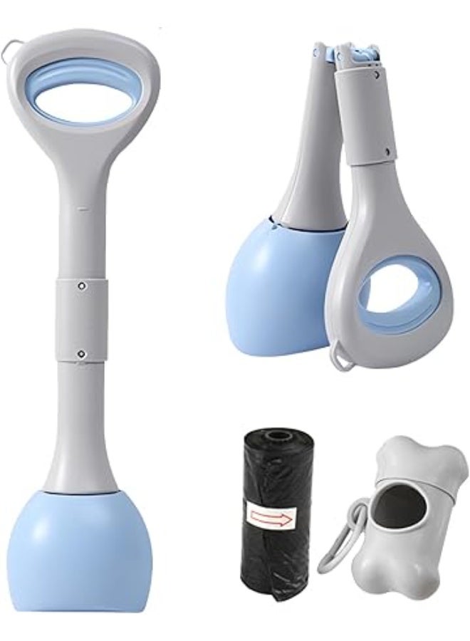 Pet Pooper Scooper Sets, 48cm/18.9" Long Handle Dog Cat Poop Scoop with Poo Bag Dispenser and Poo Bags, Poo Scooper with High Elastic Spring for Picking Up Animal Waste Easily - Image 1