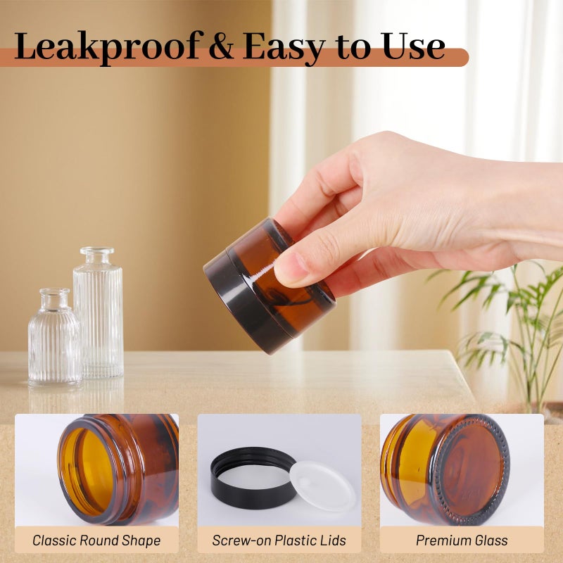 AuroTrends 1 oz Glass Jars with Lids 48Pack- Mini Amber Glass Jar/Cosmetic Containers with UV Protection,Travel Labels (30ml, Set of 48) - Image 3