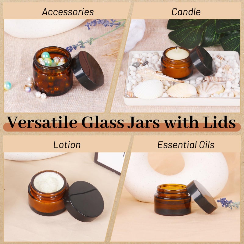 AuroTrends 1 oz Glass Jars with Lids 48Pack- Mini Amber Glass Jar/Cosmetic Containers with UV Protection,Travel Labels (30ml, Set of 48) - Image 4