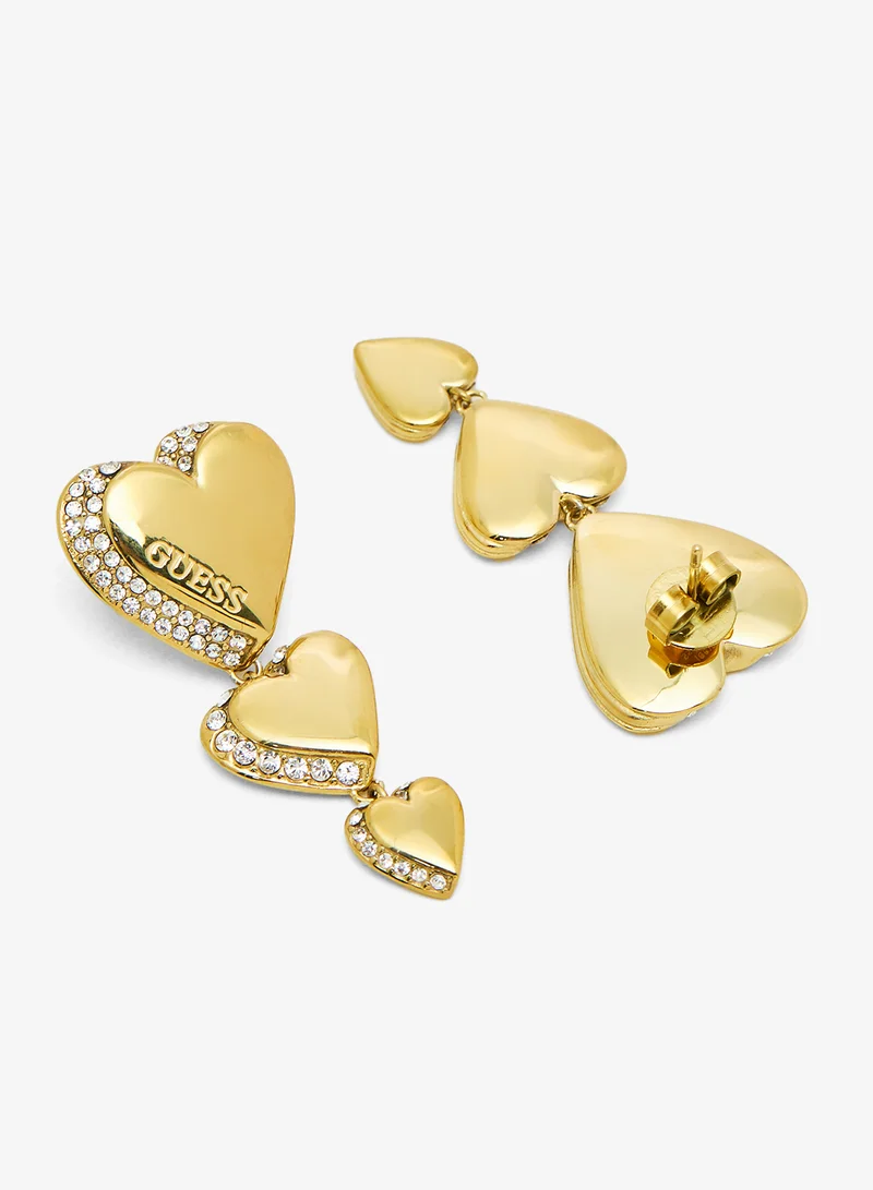GUESS Multi Hearts Drop Earrings