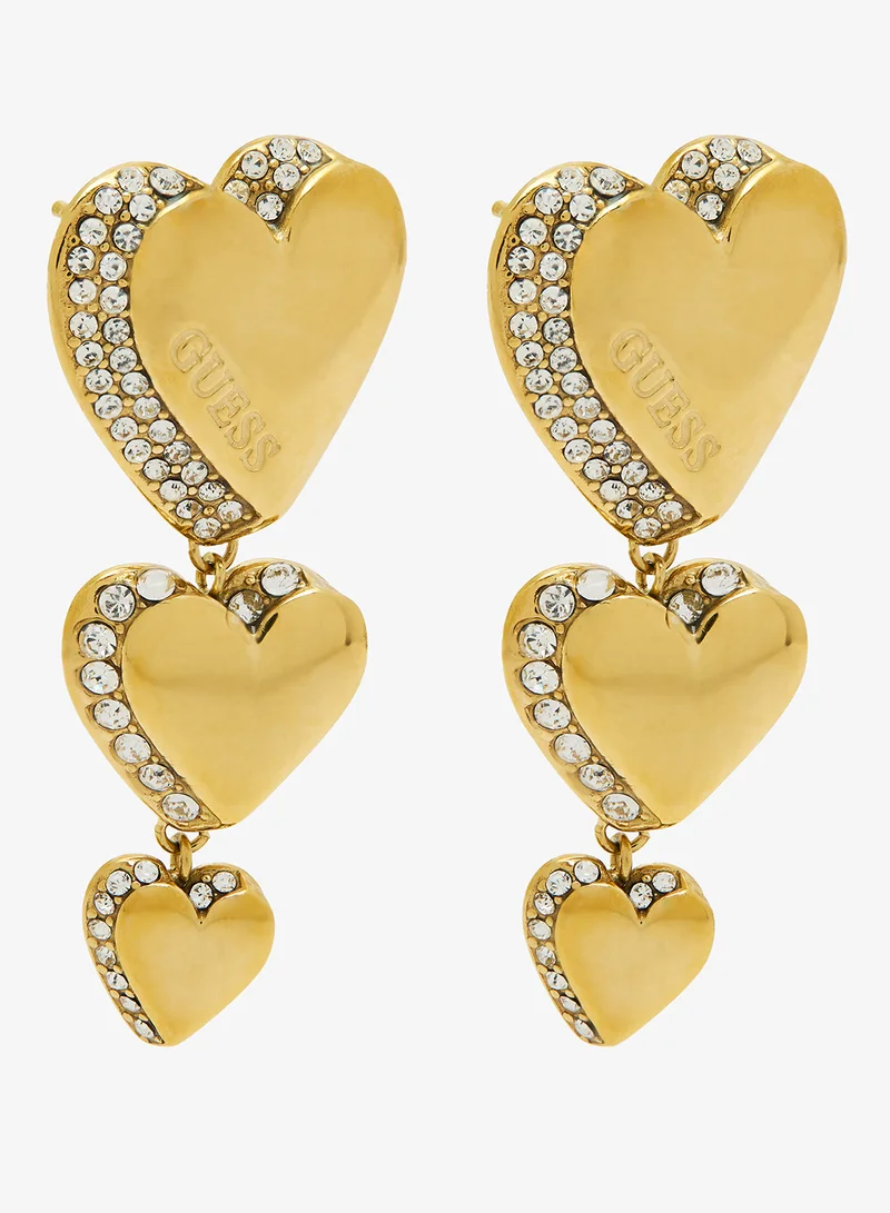 GUESS Multi Hearts Drop Earrings
