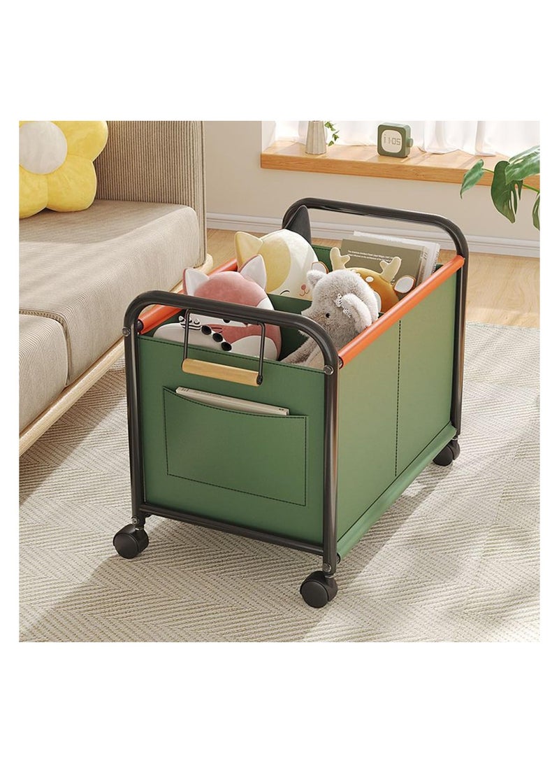 BLOOMING TIME Toy Chest with Wheels Sturdy Trolley Toy Organizer for Laundry Home Playroom (Green) - Image 3