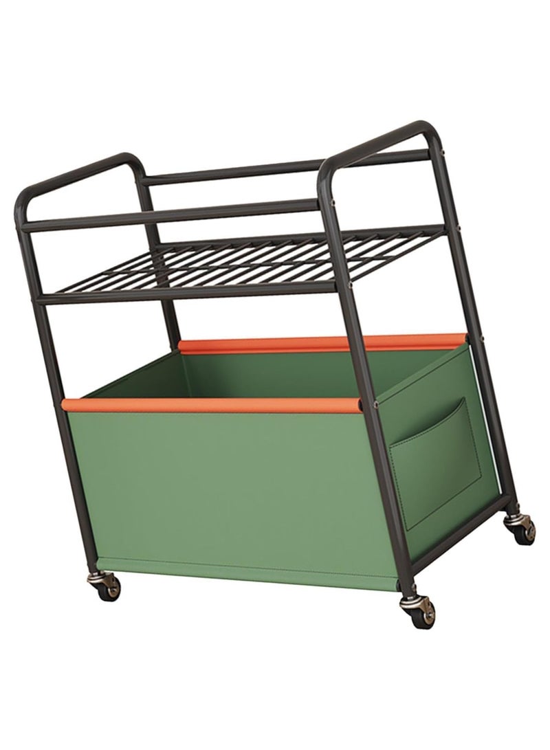 BLOOMING TIME Toy Chest with Wheels Sturdy Trolley Toy Organizer for Laundry Home Playroom (Green) - Image 1