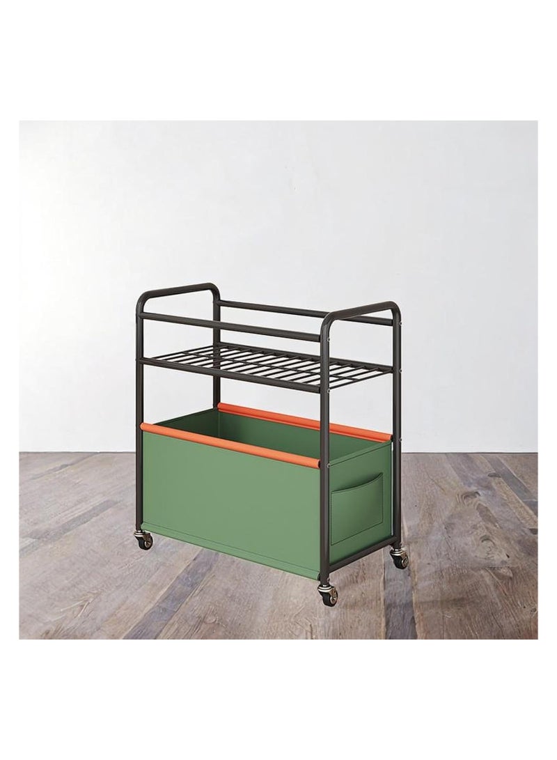 BLOOMING TIME Toy Chest with Wheels Sturdy Trolley Toy Organizer for Laundry Home Playroom (Green) - Image 2