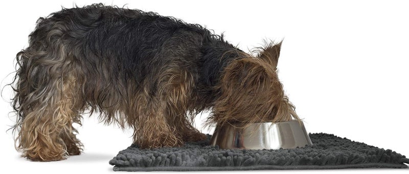 Furhaven Pet Dog Mat | Muddy Paws Absorbent Chenille Shammy Bath Towel & Food Mat Rug for Dogs & Cats, Charcoal (Gray), Small - Image 1