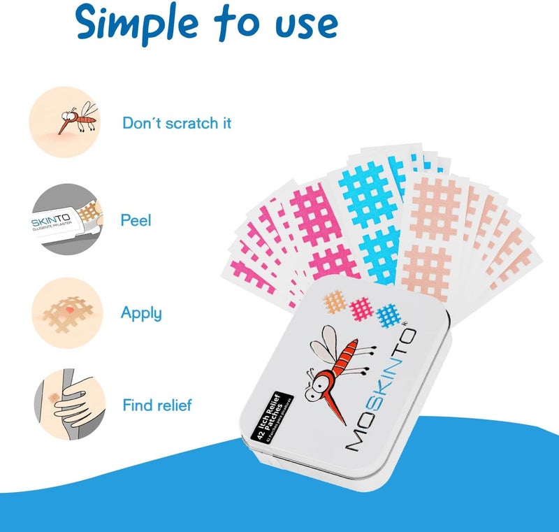 Moskinto The Original Mosquito Itch Relief Patches for Kids & Adults, Bug Bite Patches Soothe Swelling & Itching, Anti Itch Bug Bite Relief, Suction Tool Alternative, Family Pack, 42 Count, Pack of 2 - Image 2