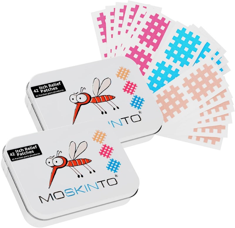 Moskinto The Original Mosquito Itch Relief Patches for Kids & Adults, Bug Bite Patches Soothe Swelling & Itching, Anti Itch Bug Bite Relief, Suction Tool Alternative, Family Pack, 42 Count, Pack of 2 - Image 1
