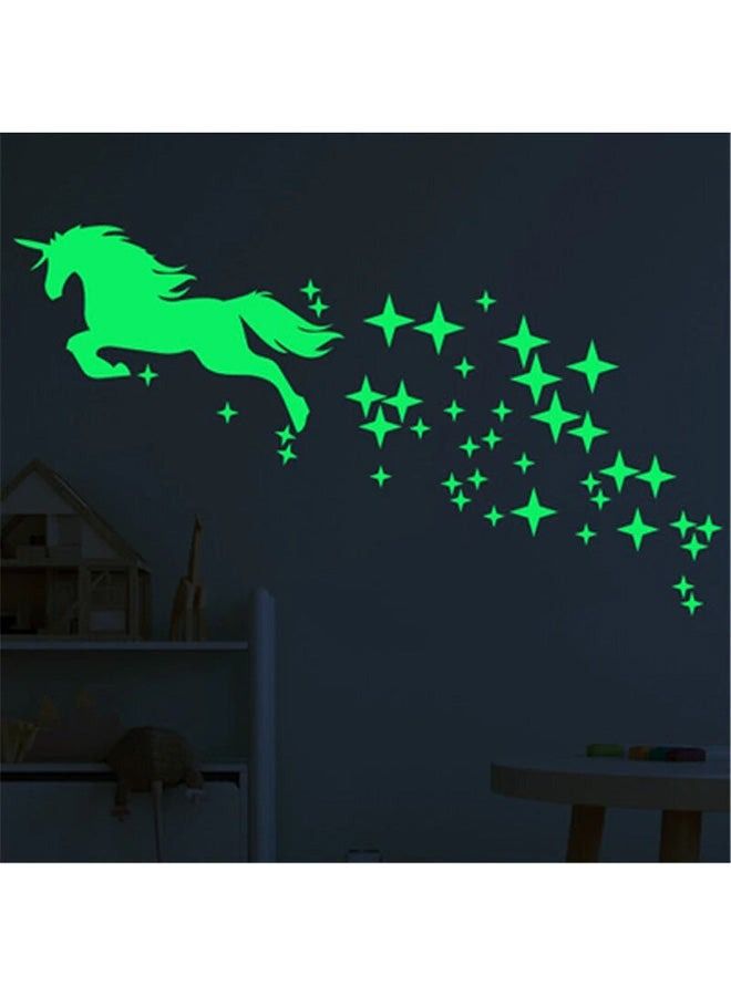 Luminous Unicorn Wall Decal Green 20x29centimeter