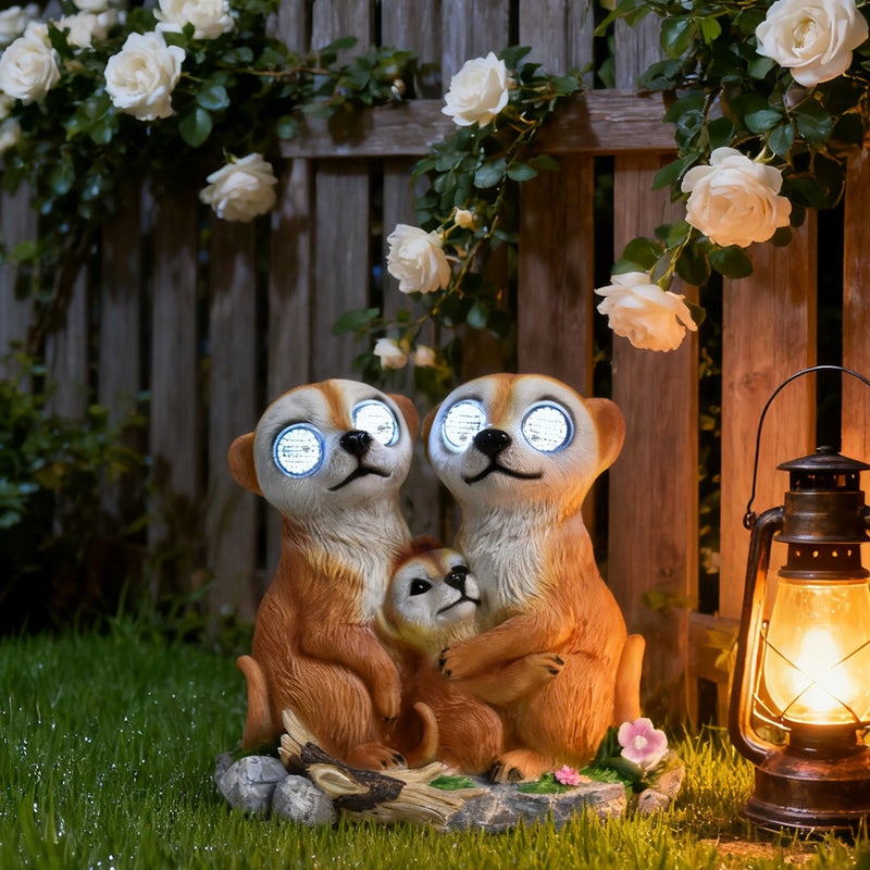 Resin Rotating Eyeball Animal Statue Solar Light for Garden Breathing Light Home Decor - Image 5