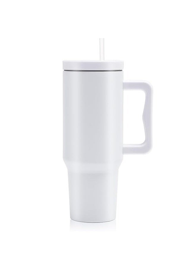 كوب معزول مفرغ من الهواء سعة 1200 مل مع غطاء وقشة للماء والشاي المثلج أو القهوة - Image 1