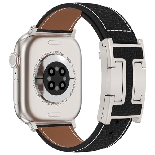 CHANCHY Leather Magnetic Watch Band Compatible with Apple Watch Bands 40mm 38mm 41mm 42mm 44mm 45mm 46mm, Top Grain Leather Dressy Band for Women Men iWatch Ultra SE3 Series 11/10/9/8/7/6/5/4/3/2/1 - Image 1