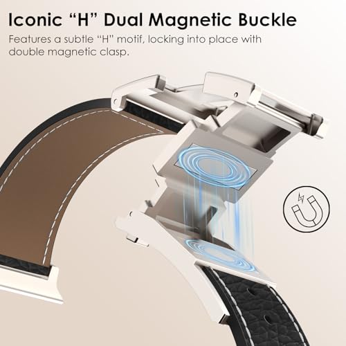 CHANCHY Leather Magnetic Watch Band Compatible with Apple Watch Bands 40mm 38mm 41mm 42mm 44mm 45mm 46mm, Top Grain Leather Dressy Band for Women Men iWatch Ultra SE3 Series 11/10/9/8/7/6/5/4/3/2/1 - Image 3