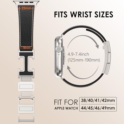 CHANCHY Leather Magnetic Watch Band Compatible with Apple Watch Bands 40mm 38mm 41mm 42mm 44mm 45mm 46mm, Top Grain Leather Dressy Band for Women Men iWatch Ultra SE3 Series 11/10/9/8/7/6/5/4/3/2/1 - Image 5