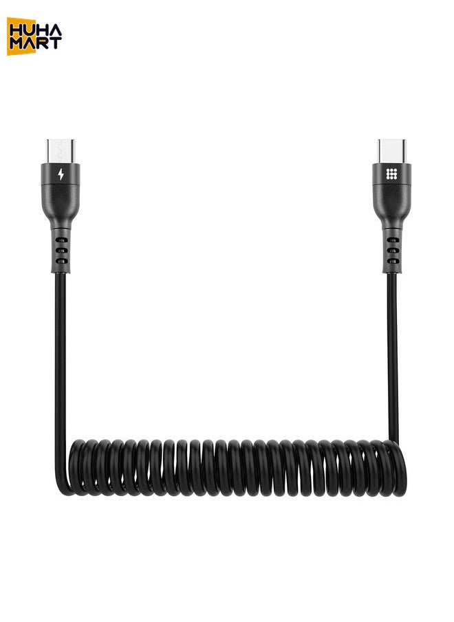 HuHa Mart HAWEEL 1m 5A USB-C / Type-C to USB-C / Type-C Retractable Coiled PD Fast Charging Cable  - Image 2