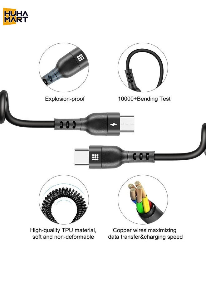 HuHa Mart HAWEEL 1m 5A USB-C / Type-C to USB-C / Type-C Retractable Coiled PD Fast Charging Cable  - Image 4