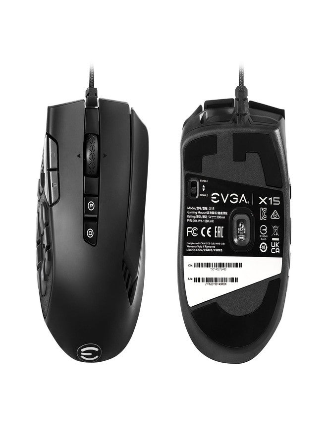 EVGA X15 MMO Gaming Mouse, 8k, Wired, Black, Customizable, 16,000 DPI, 5 Profiles, 20 Buttons, Ergonomic 904-W1-15BK-KR - Image 2