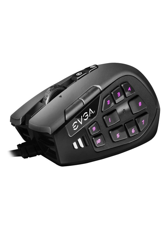 EVGA X15 MMO Gaming Mouse, 8k, Wired, Black, Customizable, 16,000 DPI, 5 Profiles, 20 Buttons, Ergonomic 904-W1-15BK-KR - Image 1